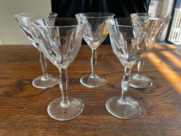 5 mooie antieke-vintage kristallen wijnglazen Baccarat?  beschikbaar voor biedingen