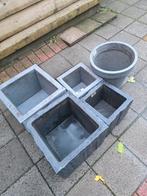Set van 5 Bloempotten, Tuin en Terras, Ophalen, Tuin, Gebruikt, Beton