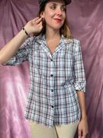 Vintage blouse / overhemd - geruit - 40/L/large, Kleding | Dames, Blouses en Tunieken, Gedragen, Blauw, Maat 38/40 (M), Vintage