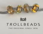 4 zeer mooie Trollbeads zilverspoor glaskralen, Glas of Kristal, Ophalen of Verzenden, Zo goed als nieuw, Trollbeads