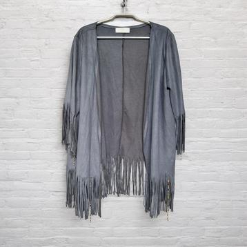 Malifisent Vest Maat M Grijs Franjes Kralen Velours Boho beschikbaar voor biedingen