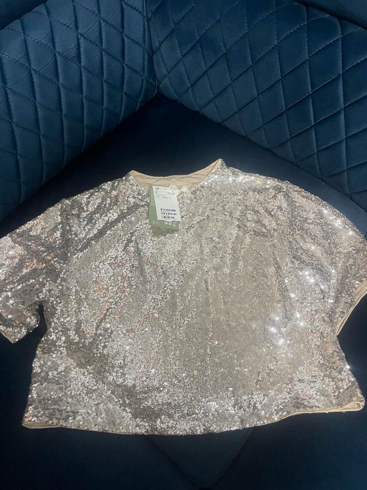 Glitter Crop Top - Feestelijk!, Kleding | Dames, T-shirts, Nieuw, Maat 38/40 (M), Overige kleuren, Korte mouw, Ophalen