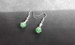 Groene Kristal Zilveren Oorbellen Zilver 925, Sieraden, Tassen en Uiterlijk, Oorbellen, Hangers, Nieuw, Groen, Zilver
