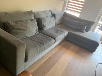 Zithoek grijs stof 325 x 220 cm, nu ophalen 500,- beschikbaar voor biedingen