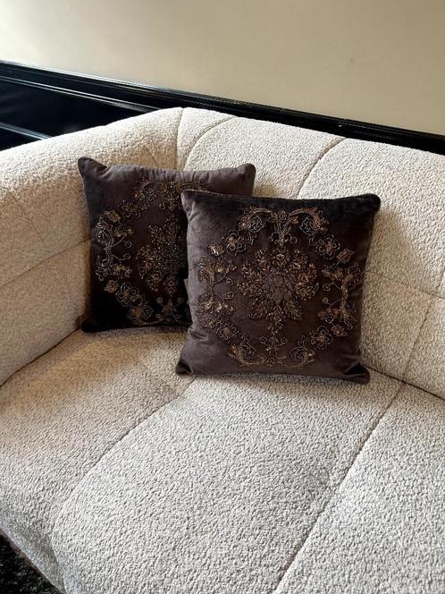 Kussens met kraaltjes, Huis en Inrichting, Woonaccessoires | Kussens, Nieuw, Bruin, Vierkant, Ophalen