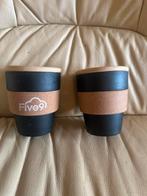 Eco bamboe & kurk koffiebeker – Five9 – duurzaam & stijlvol, Ophalen of Verzenden, Zo goed als nieuw