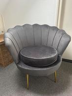 Fauteuil Schelp Grijs Gouden Poten MOET SNEL WEG, Ophalen, Zo goed als nieuw, Eén, Stof