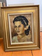 OLIEVERF SCHILDERIJ INDONESISCHE VROUW +- 1900. Portret ART., Ophalen of Verzenden