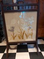 Antiek houten Engels zijden haardscherm., Ophalen