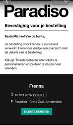 Frenna paradiso 18 maart 2 tickets