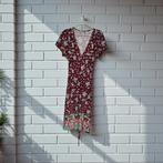 King Louie Jurk Maat S Wijnrood Bloemenprint Midi, Maat 38/40 (M), Kl, Zo goed als nieuw, King Louie