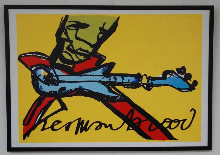 Herman brood schilderij gitaarman 104 x74 cm, Antiek en Kunst, Kunst | Schilderijen | Modern, Ophalen