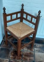 Houten hoekstoel met rieten zitting, Bruin, Landelijk, Eén, Hout