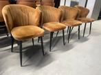 4x Eetkamerstoel Goudbruin Velvet, Huis en Inrichting, Stoelen, Ophalen, Vier, X, X