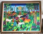 GROOT - Man met dieren in het oerwoud - Daniel Orelus, Antiek en Kunst, Kunst | Schilderijen | Klassiek, Ophalen