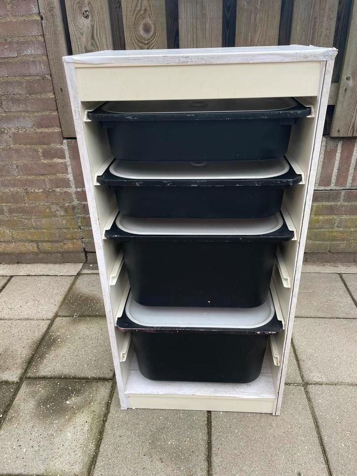 Opberg kastje met 4 bakken, Huis en Inrichting, Kasten | Schoenenkasten, Gebruikt, Ophalen
