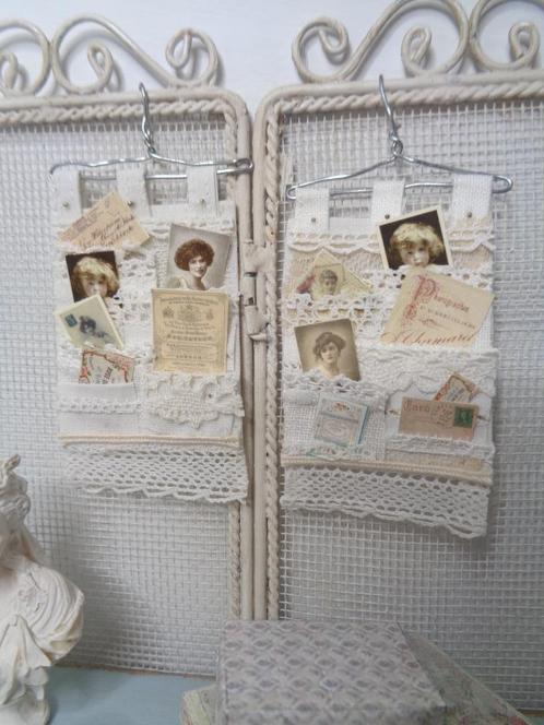 Kanten brocante houder ,,, Poppenhuis 1:12 (Nr Br111) *, Verzamelen, Poppenhuizen en Toebehoren, Nieuw, Poppenhuis, Ophalen of Verzenden