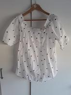 H&M Witte Blouse Met Zwarte Dots Elastische Band Maat 50, H&M, Verzenden, Nieuw, Blouse of Tuniek