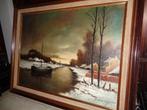 Prachtige grote gesigneerde schilderij-Vermeld in PIRON, BAS, Antiek en Kunst, Kunst | Schilderijen | Klassiek, Ophalen of Verzenden
