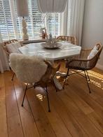 4 eetkamer rotan stoelen, Huis en Inrichting, Stoelen, Ophalen, Gebruikt, Bruin, Riet of Rotan