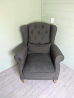 Set van 2 Grijze Oorfauteuils, Huis en Inrichting, Fauteuils, Ophalen, Gebruikt, Stof