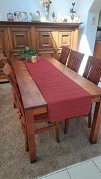 Houten Eethoek - Tafel + 6 Stoelen met Kussens, Ophalen, Gebruikt, Klassiek, 6 tot 8 stoelen