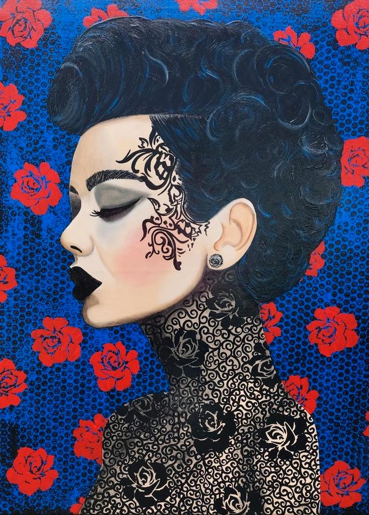 Orgineel schilderij Vrouw- “Floral Silence”, Antiek en Kunst, Kunst | Schilderijen | Modern, Ophalen