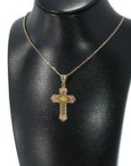 Kruis 14k gouden fraaie ketting hanger vintage beryl, Sieraden, Tassen en Uiterlijk, Antieke sieraden, Verzenden, Goud, Hanger