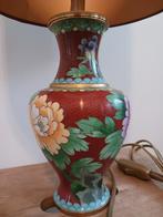 Handgemaakte Cloisonné lamp, ossenbloedrood gele lila rozen, Ophalen of Verzenden, Zo goed als nieuw, Minder dan 50 cm