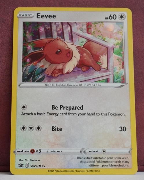 Eevee Holo SWSH175 SWSH Black Star Promos Pokémon Kaart, Hobby en Vrije tijd, Verzamelkaartspellen | Pokémon, Nieuw, Losse kaart