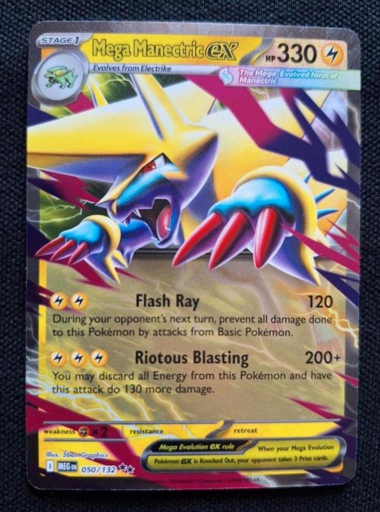 Pokémon Mega Manectric EX 050/132 Mega Evolution, Ophalen of Verzenden, Zo goed als nieuw, Losse kaart, Foil