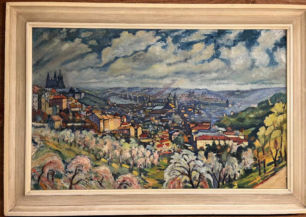 Schilderij ‘Zicht op Praag’ (Fauvisme), Antiek en Kunst, Ophalen