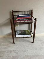 Antiek houten lectuur/boekenrek op wieltjes., Ophalen of Verzenden