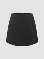 Corduroy High Waist Split Skort, Kleding | Dames, Zwart, Maat 46/48 (XL) of groter, Nieuw, Ophalen of Verzenden
