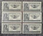 6 puntgave UNC bankbiljetten van 2 1/2 gulden 1949 Wilhelmin, Ophalen of Verzenden, 2½ gulden, Setje