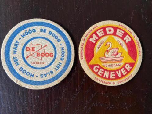 Meder genever Nederland is mederland en De Boog Utrecht, Verzamelen, Biermerken, Gebruikt, Viltje(s), Overige merken, Ophalen of Verzenden