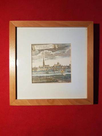 18e eeuwse ingekleurde gravure Middelburg aen de landt zyde  beschikbaar voor biedingen