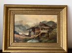 Schilderij op linnen, Oostenrijks berglandschap 62x45 Tirol., Antiek en Kunst, Ophalen of Verzenden
