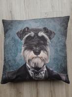 Kussen met hondenprint, Huis en Inrichting, Ophalen of Verzenden, Zo goed als nieuw, Zwart, Vierkant