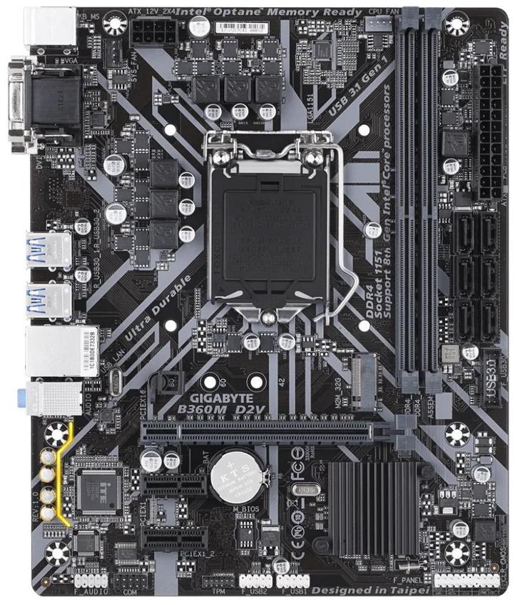 Gigabyte MB B360M D2V + CPU, Computers en Software, Moederborden, Gebruikt, Intel, DDR4, Ophalen