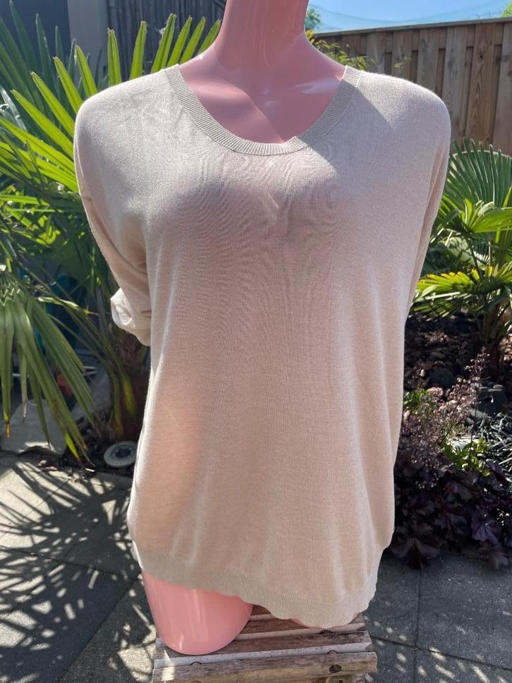 Top van Sandwich – Maat M – Gevoerde rugsplit, Kleding | Dames, Tops, Zo goed als nieuw, Maat 38/40 (M), Beige, Lange mouw, Ophalen of Verzenden