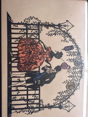 Oud silhouet knipsel 1920-1940 handgemaakt Jugendstil beschikbaar voor biedingen