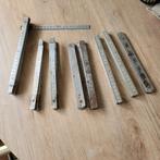8 stuks oude metalen duimstok 1 van 2m 3 met koper beslag, Ophalen of Verzenden
