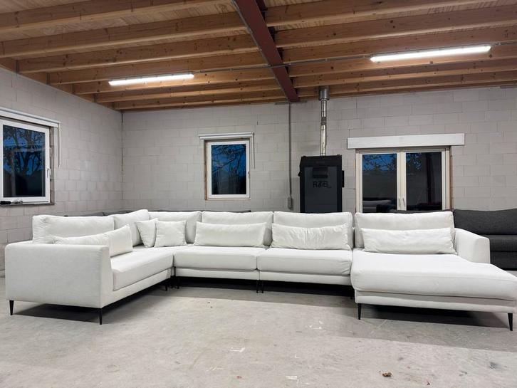 Witte Hoekbank Showroommodel - Direct Beschikbaar!, Huis en Inrichting, Banken | Bankstellen, Zo goed als nieuw, Rechte bank, Vierpersoons of meer