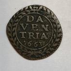 Duit Deventer 1663. Fr/ Zfr., Ophalen of Verzenden, Vóór koninkrijk, Overige waardes, Losse munt