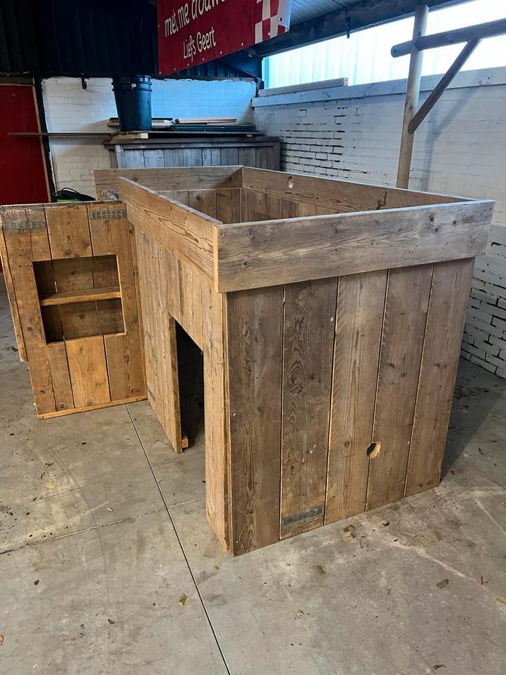 Stoer Steigerhouten Bed - Uniek & Handgemaakt!, Huis en Inrichting, Slaapkamer | Bedden, Gebruikt, Eenpersoons, 100 cm, 200 cm