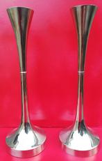 Design kandelaar. Gepolijst aluminium. 2 st. 30 cm., Huis en Inrichting, Woonaccessoires | Kandelaars en Kaarsen, Ophalen, Overige kleuren