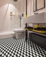 Vinyl Restanten - Tegelmotief - 400cm breed, Huis en Inrichting, Stoffering | Vloerbedekking, Gebruikt, Katoenstraat 18/5, Wit