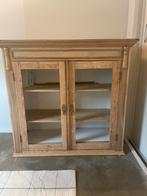 Retro oud vitrine kast, Huis en Inrichting, Kasten | Vitrinekasten, Ophalen, Retro vitrine kast, 100 tot 150 cm, Eikenhout