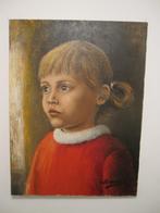 Lief op doek geschilderd portret meisje 40x30 cm, Minder dan 50 cm, Oorspronkelijke maker, Ophalen of Verzenden, Zo goed als nieuw